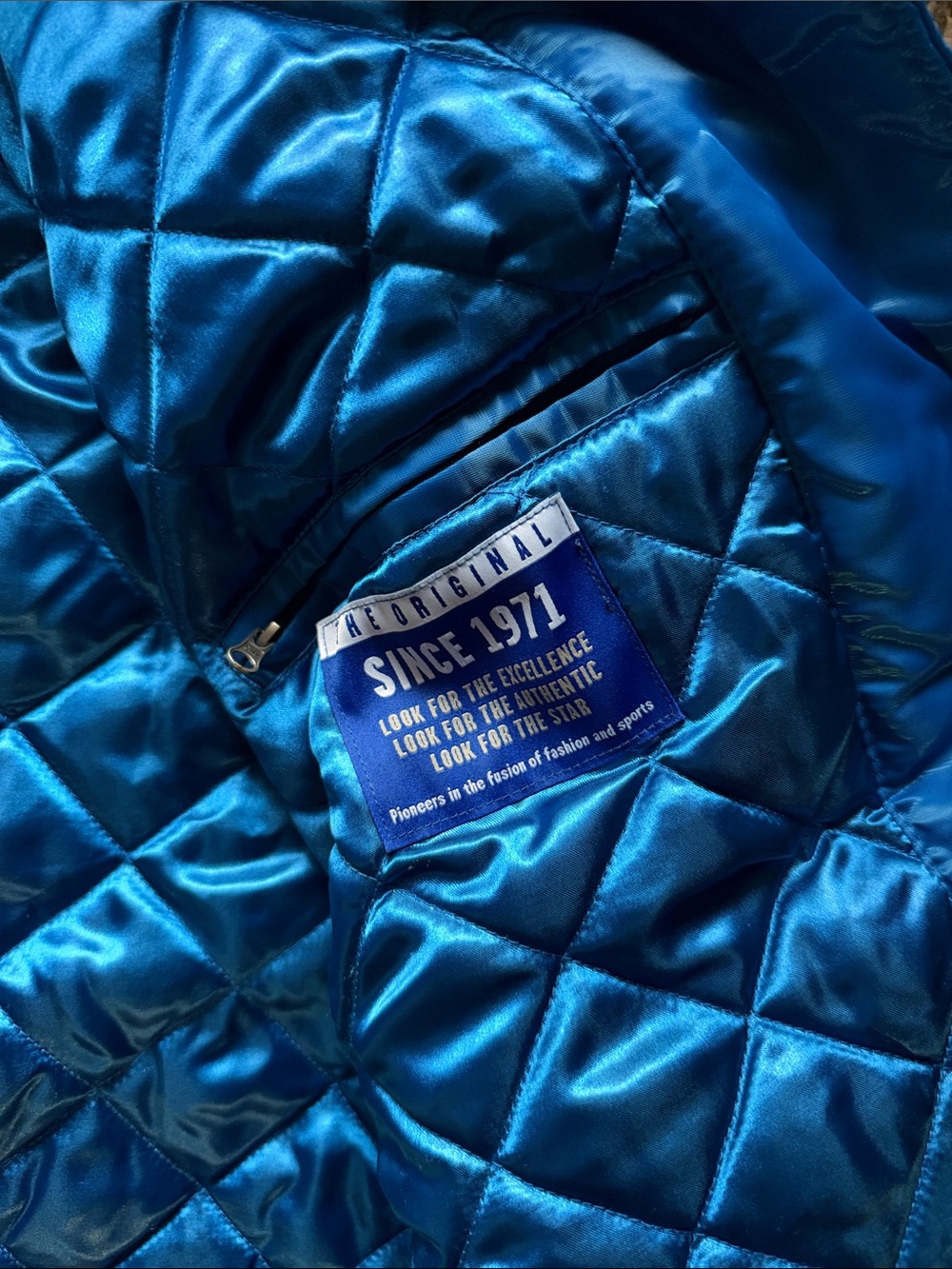 Detroit Lions Blue Satin Starter Team Jacket - Classic NFL Outerwear - Picture 3 of 5